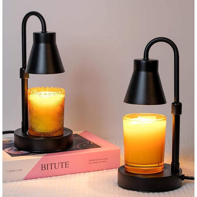 Elenhome 2 Pack Candle Warmer Lamp - Adjustable Height Candle Lamp Warmer, Stepless Dimming Function, Metal Candle Lamp for Jar Candles, No Flame Scented Candle Warmer with 2 Bulbs, Gifts for Mom