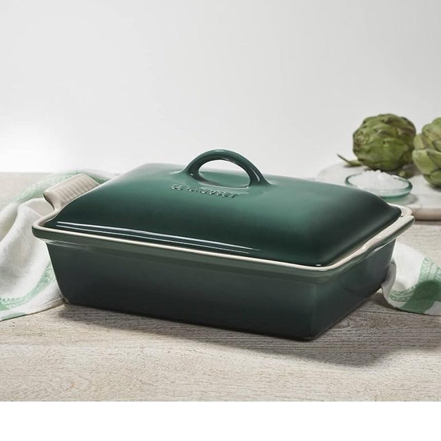 Le Creuset Stoneware Heritage Covered Rectangular Casserole, 4 qt. (12" x 9"), Artichaut