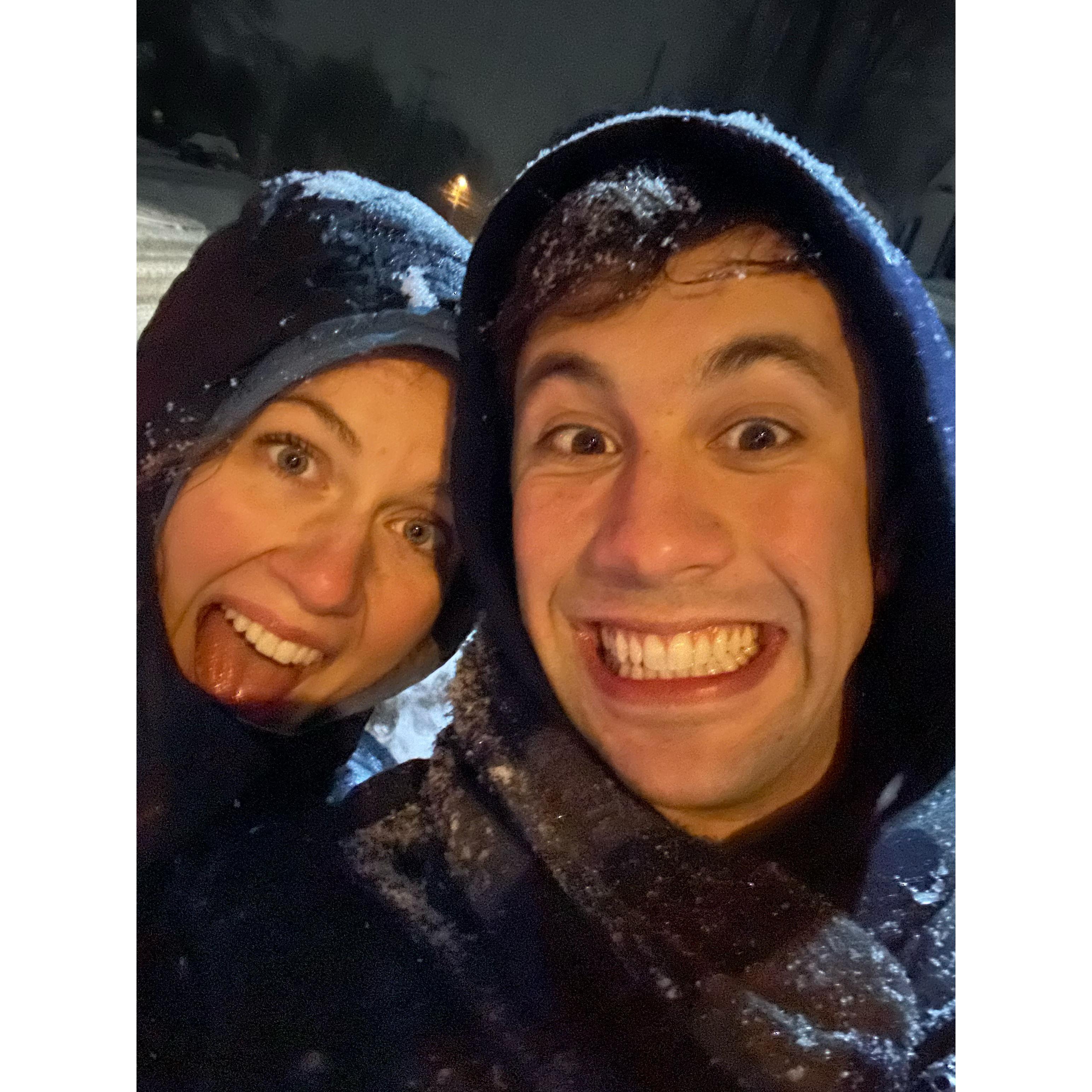 Late night walk in the snow with friends! We love random adventures.