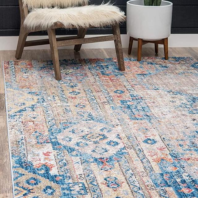 Unique Loom Basilica Collection Traditional Vintage Bohemian Inspired with Colorful Design Area Rug, 4' 0" x 6' 0", Beige/Blue