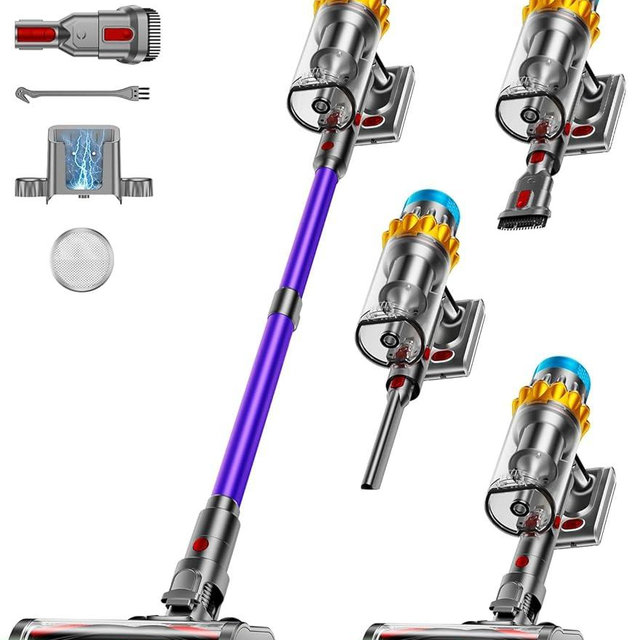 Cordless Vacuum Cleaner, 55KPA 70Min 650W Motor Powerful Vacuum Cleaners for Home, Self-Stand Cordless Stick Vacuum Rechargeable Anti-Tangle/LED Screen/1.8L Cup for Home Pet Hair/Carpet/Hardwood Floor