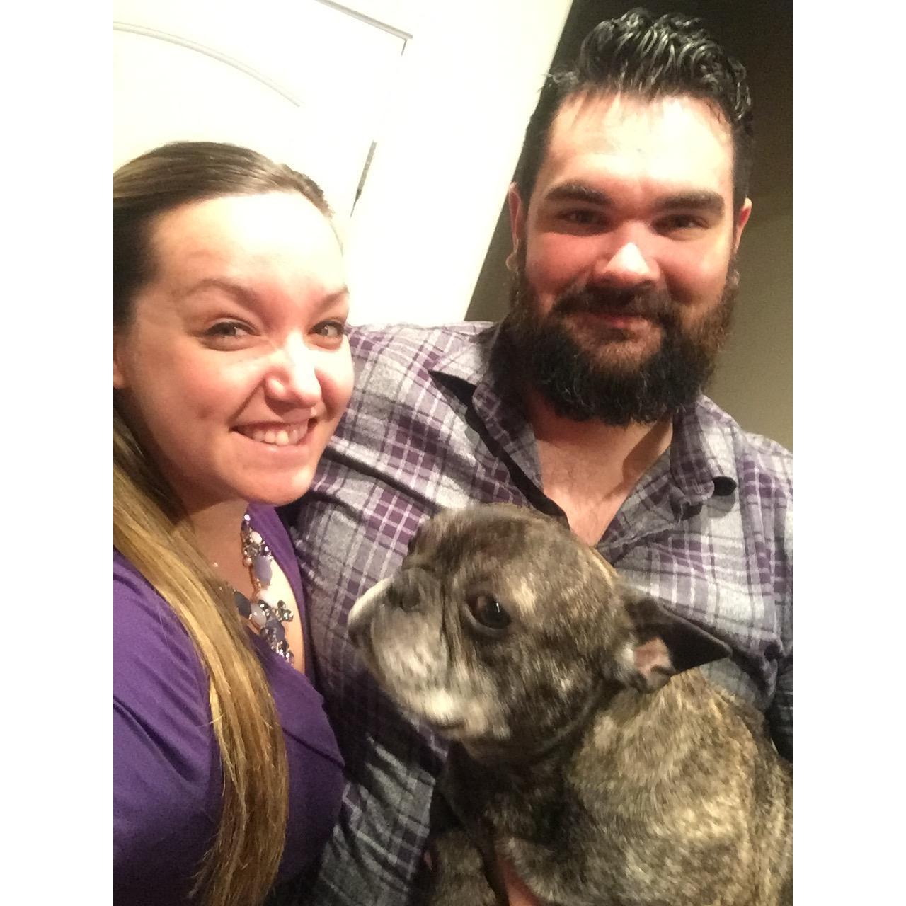 2017: All dressed up for Valentine's day dinner with accidental matching outfits!