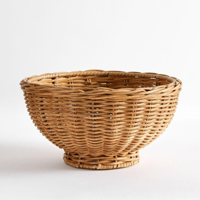 Handwoven Wicker Serve Bowl - Honey
