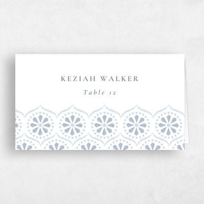 Blue Vintage Wedding Place Card - Aeolus