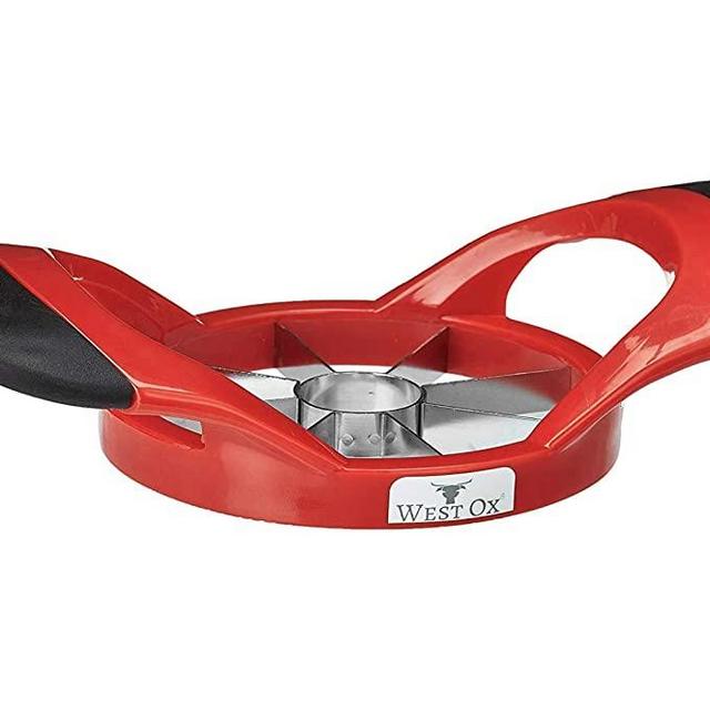 West Ox Apple Slicer, Corer and Divider | 8 Premium Stainless Steel Sharp Blades, Non-Slip Silicon Ergonomic Handles & BPA Free Plastic Body, Sturdy Design (3.5'' Diameter)