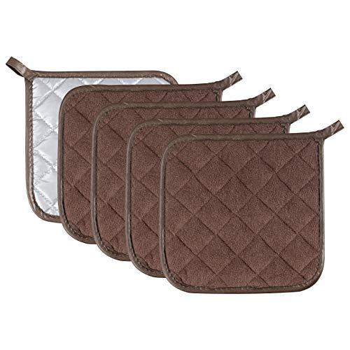 Pot Holders Cotton Made Machine Washable Heat Resistant Potholder, Pot Holder, Hot Pads, Trivet for Cooking and Baking (5, Brown)