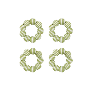 Set of 4 Striped Napkin Rings, Sage