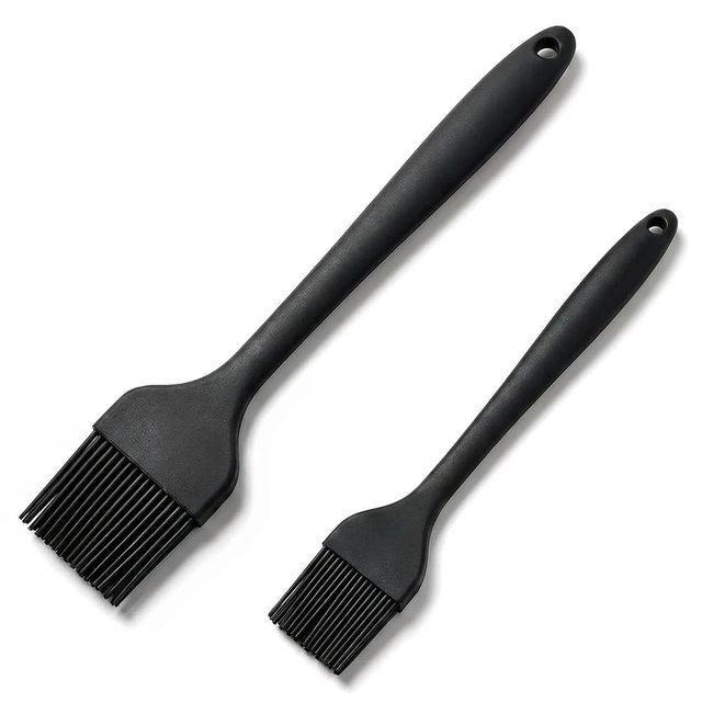 2 Pack Silicone Basting Brushes - Heat Resistant Pastry Brushes for Cooking BBQ Grill Baking Roasting, Oil Butter Sauce Marinade Egg Wash, One-Piece Design Dishwasher Safe Non-Slip, Large & Small