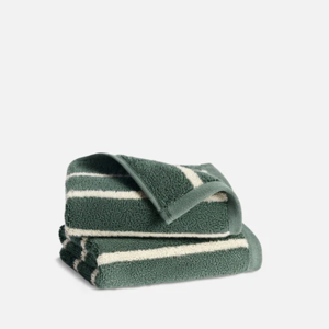 Super-Plush Turkish Cotton Washcloths Striped Botanical Green, Set of 2