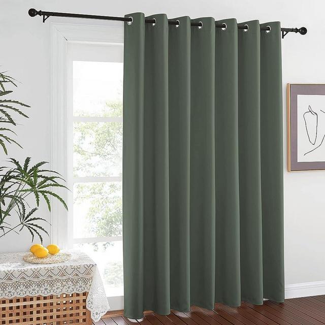 NICETOWN Blackout Sliding Door Curtains 84 inch Length - Grommet Thermal Curtain Room Darkening Sound Reducing Drape for Bedroom/Living Room (Dark Mallard, 1 Panel, W100 x L84)