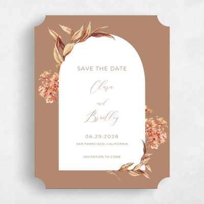 White Ticket Wedding Save the Date - Caoba Portrait