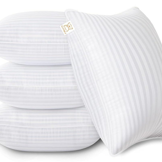 Yettbea 18x18 Throw Pillow Insert Set of 4,Indoor Decorative Pillow for Couch, Sofa, Bed, Cushion and Sham with Premium Down Alternative Filled, White