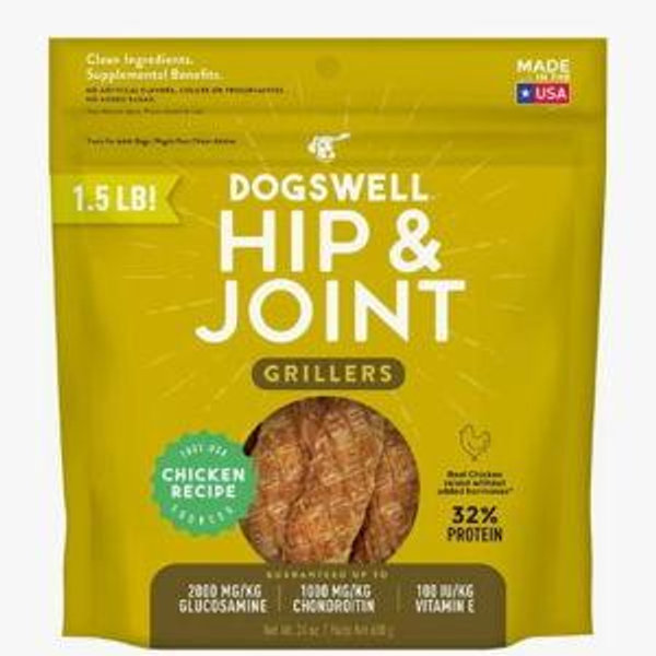 DOGSWELL Grillers Hip & Joint Chicken Recipe Grain-Free Dog Treats, 24-oz bag - Chewy.com