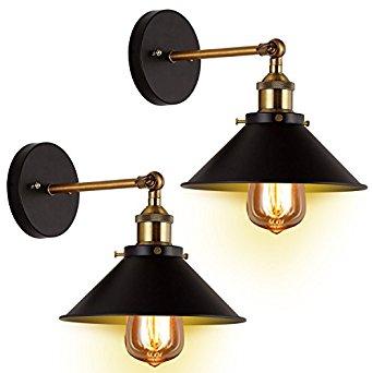 2-Pack Wall Sconces Light JACKYLED Wall Industrial Vintage Edison Simplicity Lamp Fixture Steel Finished for Cafe Club 2 Light