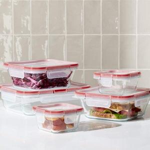Pyrex Freshlock (10-Pack) Mixed Sized Airtight Glass Food Storage Container Set, Non Toxic, with Plastic BPA-Free Leakproof Locking Lids