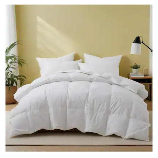 Peace Nest - All Season 100% Cotton Goose Feather Down Comforter Duvet Insert, King - White