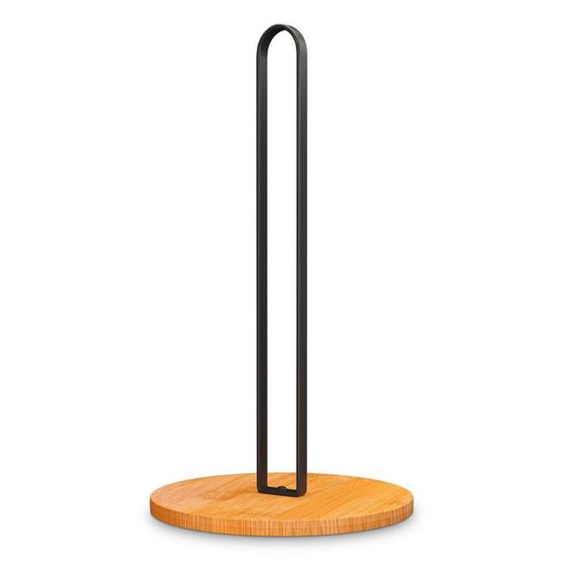 Paper Towel Holder - Wooden Paper Towel Holder with Non-Slip Wood Base, Minimalistic Modern Style, Countertop Paper Towel Holder, Black Paper Towels Holder, Paper Towel Stand for Kitchen, Home, Office