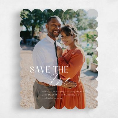 White Scalloped Wedding Save the Date - Sundell Photo