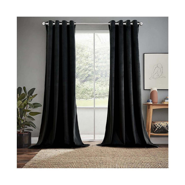 Heavyweight Velvet Grommet Curtain Panels (Set of 2), 52" W x 84" L
