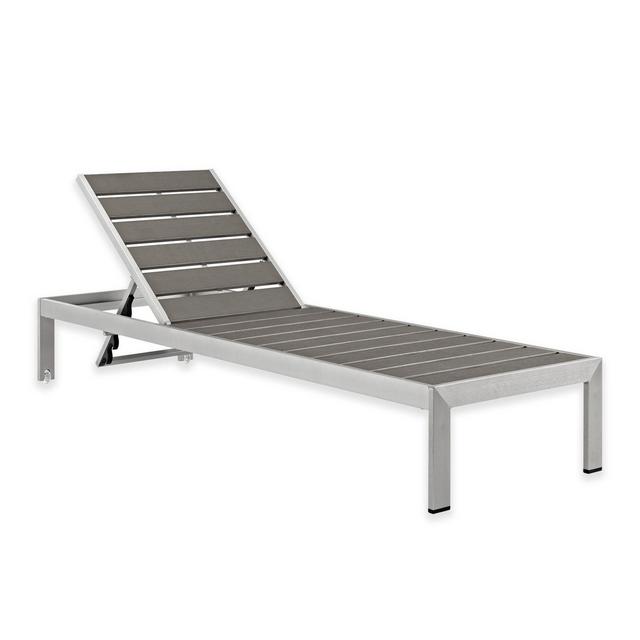 Modway Shore Outdoor Patio Synthetic Wood Chaise Sun Lounger in Silver/Grey