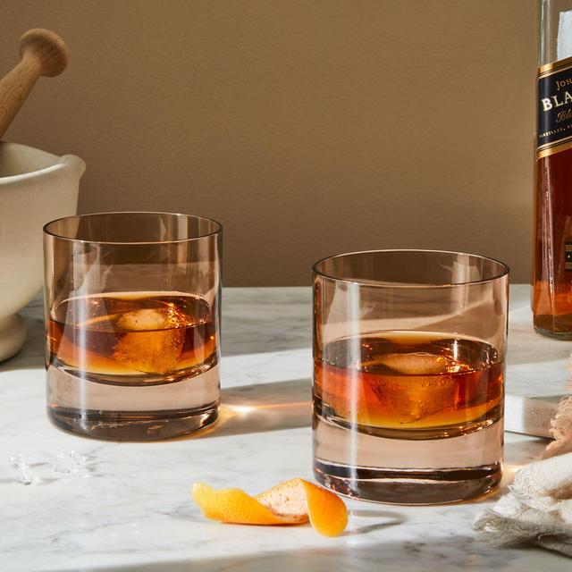 Hand-blown Colored Rocks Glasses (Set of 4)