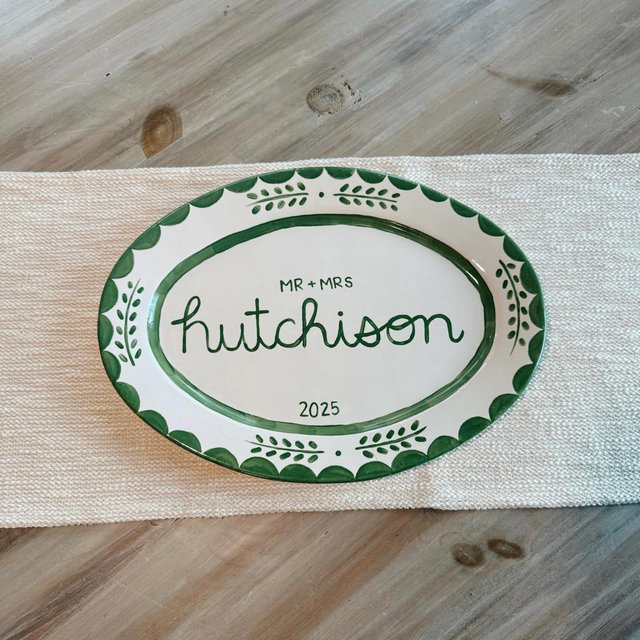 Custom Hand Painted Ceramic Platter | Personalized Gift for Newlyweds