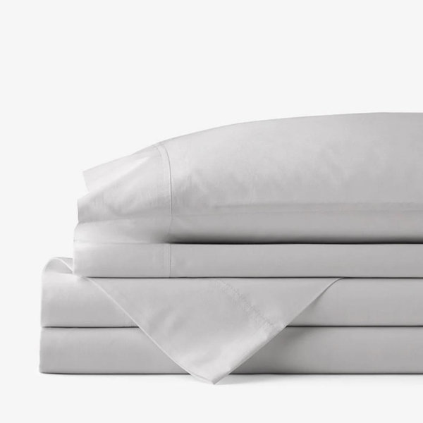 Classic Cool Cotton Percale Bed Sheet Set - Gray Smoke, Queen