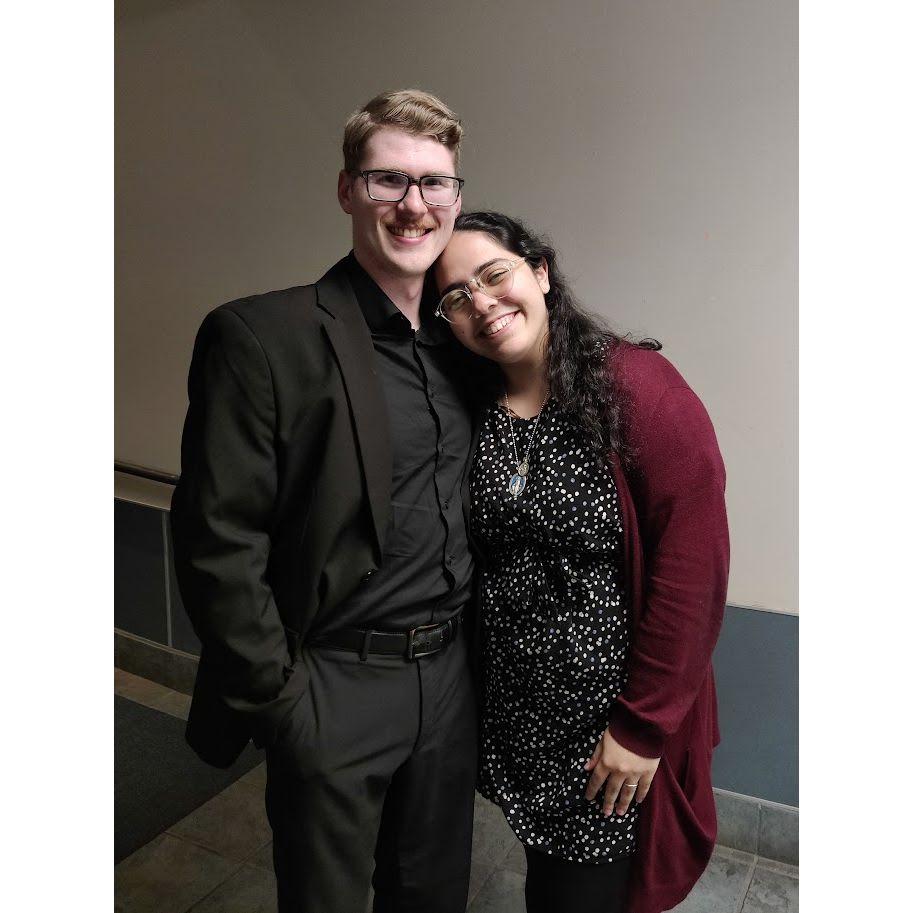 Adelle meeting David after the first Acapella Choir concert of the semester