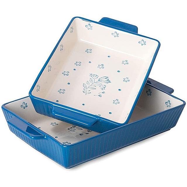 Wisenvoy Baking Dish Casserole Dish 2-pcs Lasagna Pan Bakeware Sets Baking Dishes Ceramic Baking Set Baking Dish Set