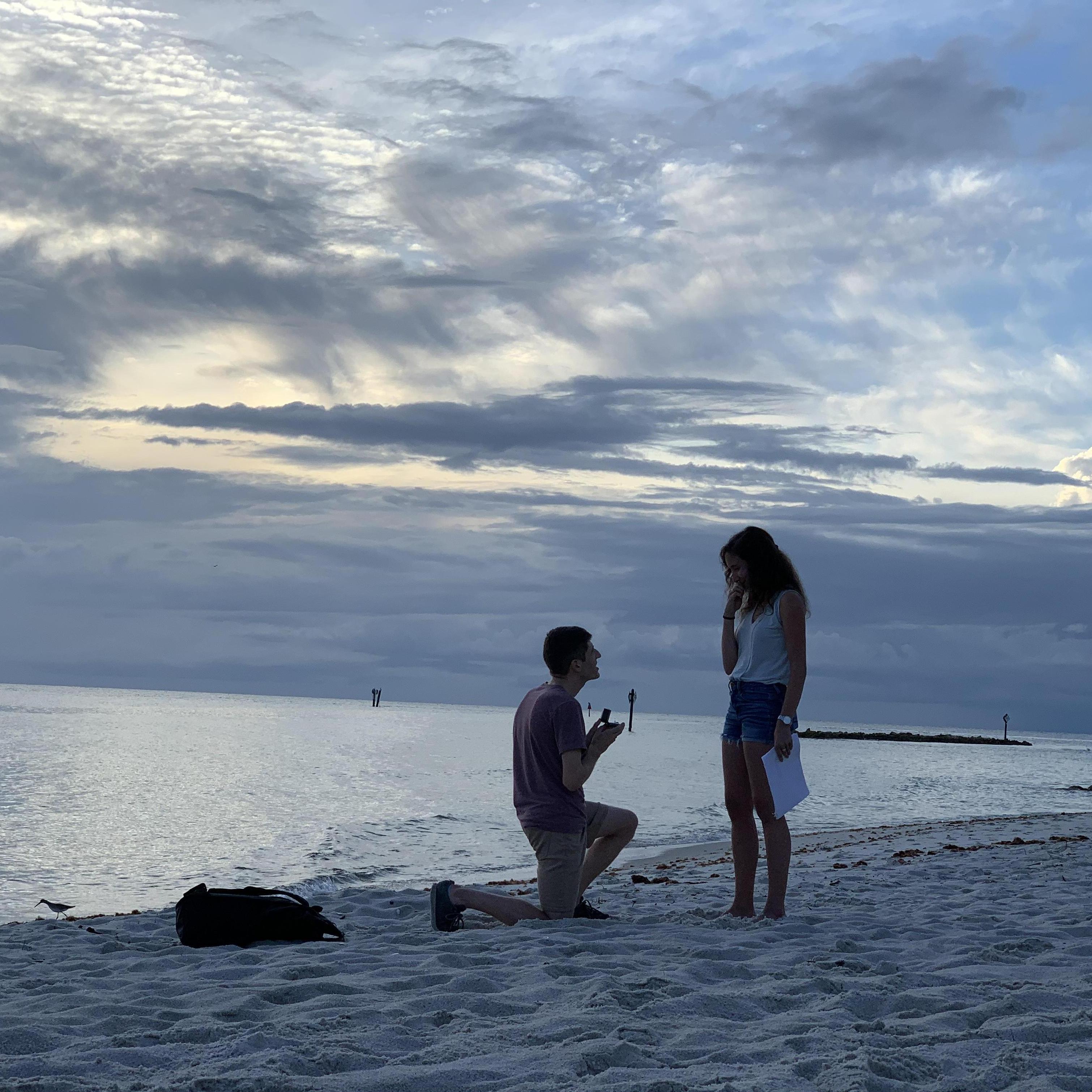 Andrew's puzzle proposal on the beach