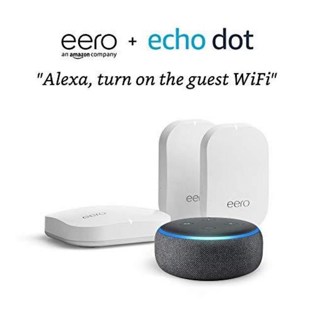 eero Pro mesh wifi system (1 eero Pro + 2 eero Beacons) with Free Echo Dot
