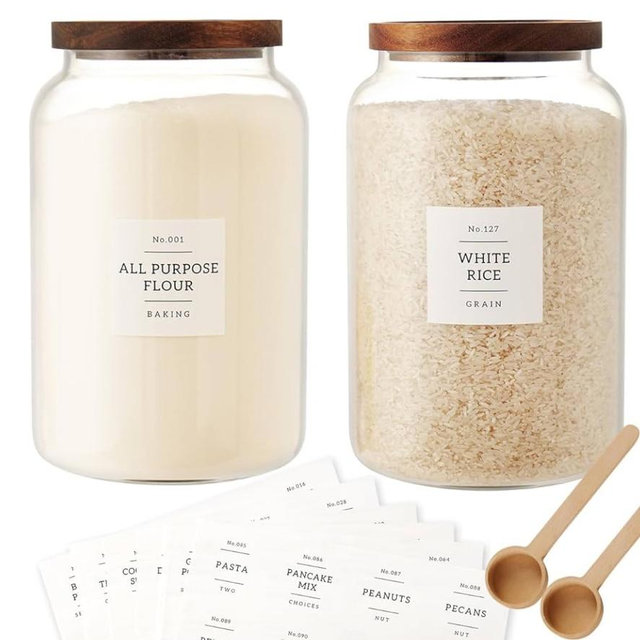 2 PCS Large Glass Jar with Airtight Lid, Glass Food Storage Jars for Tea,Spice,Cereal, Egg,Flour,Coffee and More(98 FL OZ/2800 ml)