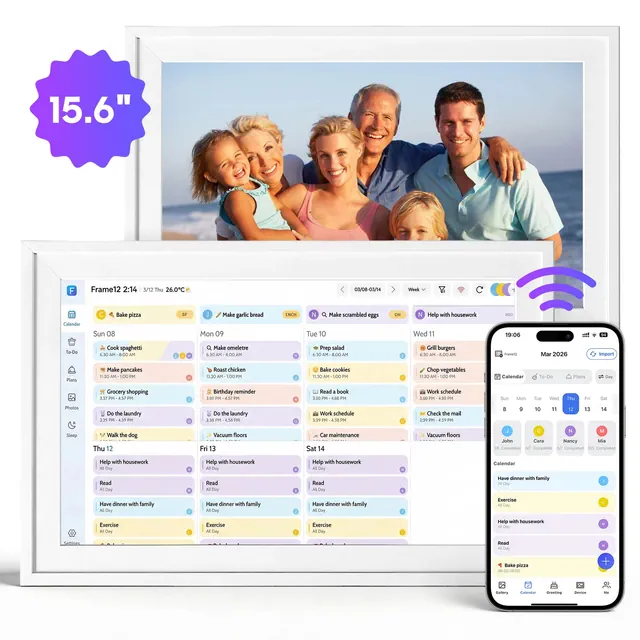 SUGIFT Digital Family Calendar 15.6" Touchscreen Smart Wall Planner with Chore Chart Meal Planner WiFi