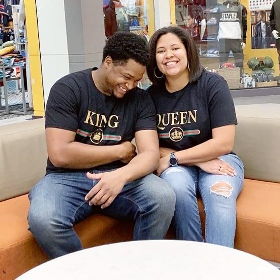 We celebrate our anniversary on a monthly basis. This was month number 8. Peep the matching shirts.
