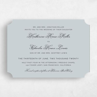 Blue Ticket Wedding Invitation - Arthur Landscape