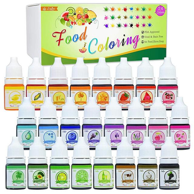 24 Color Food Coloring - Variety Rainbow Cake Food Coloring Set for Baking, Decorating, Icing and Cooking - Vibrant Liquid Food Color Dye for Slime Making Kit and DIY Crafts - .25 fl. oz. Bottles