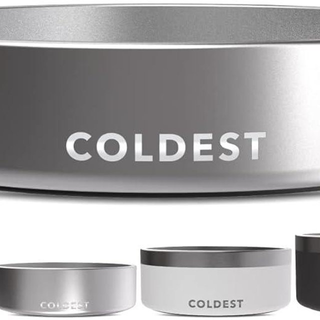 Coldest Dog Bowl - Anti Rust Metal, Non Slip, 3 Layers Insulated Stainless Steel Dog Bowls - Spill Proof & Heavy Duty - Water Bowl for Dogs, Cats, Dish Washer Safe (21 oz, Polished Stainless Steel)
