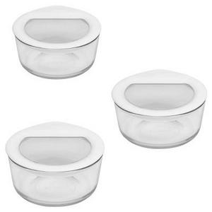 Pyrex 2 Cup 6pc Value Pack No Leak Glass Lids Food Storage Containers White