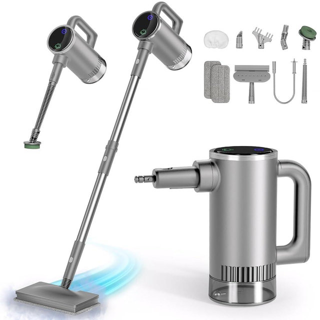 11-in-1 Steam Mop - Detachable Handheld Steam Cleaner with 500mL Tank, 260℉ Floor Steamer for Hardwood, Tile, Grout, Windows, Bath & Kitchen - 3-Level Steam Control, Multi-Purpose Floor Steam Cleaner