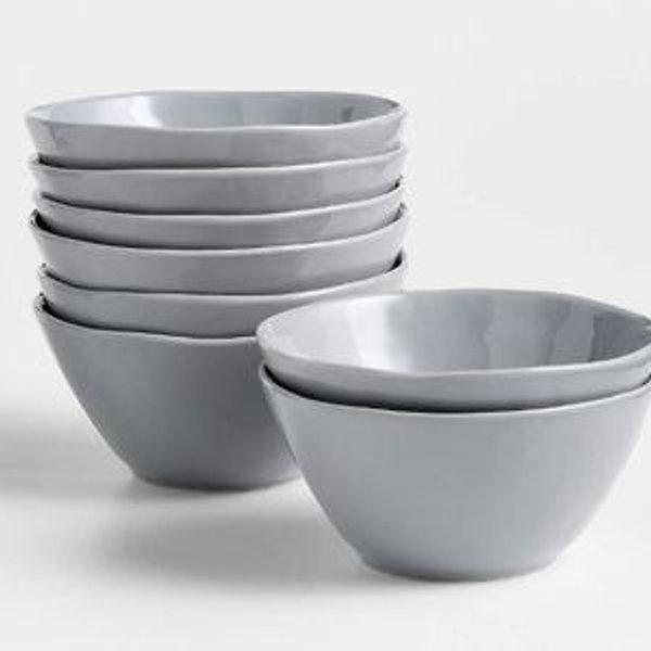 Mercer Grey Ceramic Cereal Bowls, Set of 8 + Reviews | Crate & Barrel