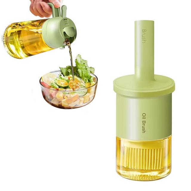 YARRAMATE 500ml /17oz Oil Sprayer for Cooking (Green) and 300ml/10oz Oil Dispenser Bottle with Brush(Green)