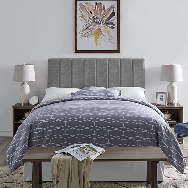 Classic Brands Sienna Tufted Upholstered Headboard, Light Grey Full