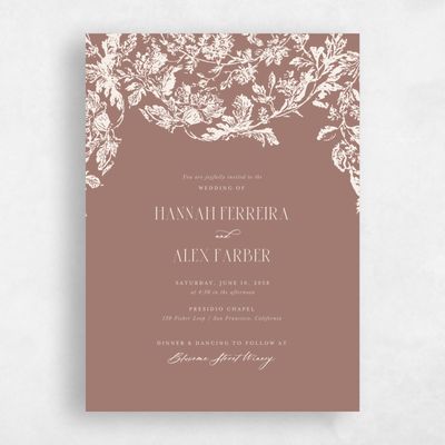 Brown Floral Wedding Invitation - Treviso Classic