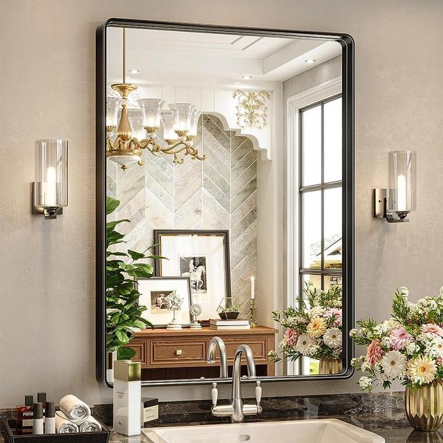 Brightify Black Bathroom Mirror 24x36 Inch, Bathroom Vanity Mirror for Wall, Black Mirror for Bathroom, Black Farmhouse Mirror, Wall Mounted Mirror Bedroom Living Room Entryway (Horizontal/Vertical)