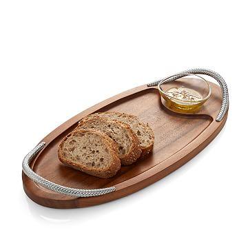 West Elm Nambe Braid Serving Board Dipping Dish