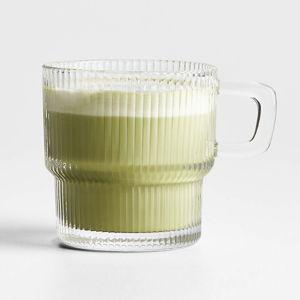 Stackable Ribbed Glass Mug