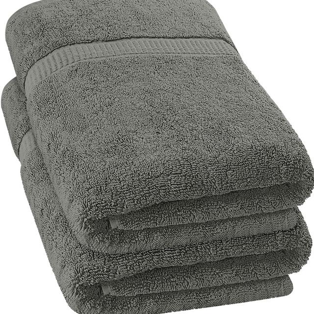 Utopia Towels - Luxurious Jumbo Bath Sheet (35 x 70 Inches, Grey) - 600 GSM 100% Ring Spun Cotton Highly Absorbent and Quick Dry Extra Large Bath Sheet - Super Soft Hotel Quality Towel (2-Pack)