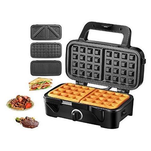 TIBEK Sandwich Maker, Waffle Maker, Sandwich Grill, 1200-Watts, 5-Gears Temperature Control, 3-in-1 Removable Non-stick Coating Easy to Clean, LED Indicator Lights, Cool Touch Handle, Black