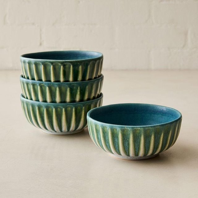 Suvi Dinnerware, Cereal Bowl, Green, Set of 4
