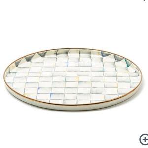 Check Enamelware Round Tray (Sterling Check)